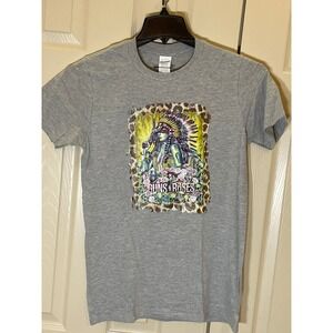 Gildan Tee Women Small Gray Like New Guns N Roses Custom Leopard Print